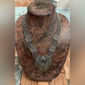 Retro Egyptian Inspired ‘Y’ Necklace in antiqued looking silver